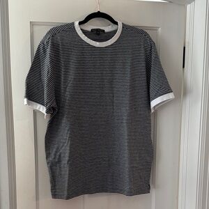 Robert Barakett Black & White Striped Crewneck Tee